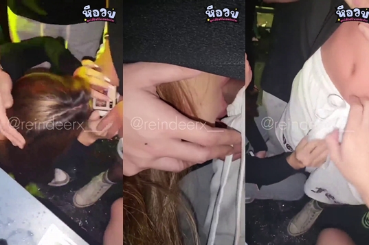คลิปหลุด Outdoor น้องกวางเรนเดียร์ kwangreindeer สาวไทยหิวควยไปเที่ยวบาร์โฮสแล้วเรียกเด็กเอ็นมาแล้วแอบจับควยเด็กเอ็น พร้อมนั่งคุกเข่าถกกางเกงควักควยมาโม๊กให้กลางร้านเหล้า